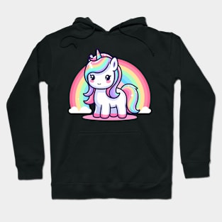 cute unicorn with rainbow cartoon Hoodie